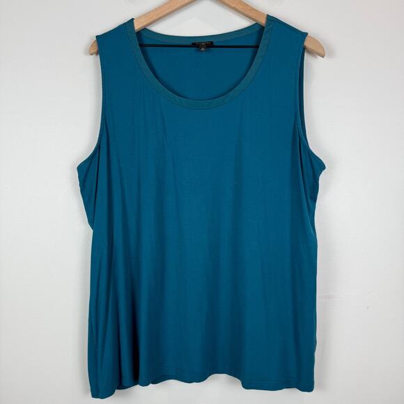 Talbots Top Women's 2X Plus Turquoise Teal Blue Stretch Sleeveless Tank Blouse - Picture 1 of 7